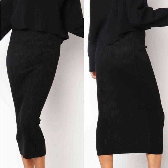 Helmut Lang Black Knit Pencil Skirt SzP - Picture 1 of 9
